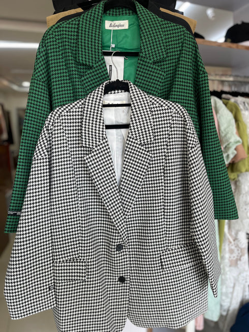Houndstooth Single Breasted Blazer